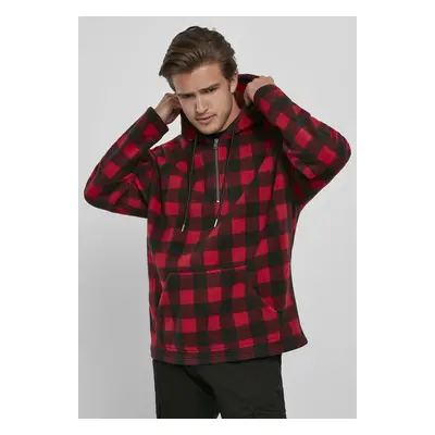 Urban Classics Patterned Polar Fleece Half Zip Hoody redcheck