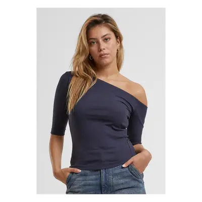 Urban Classics Ladies Organic Asymmetric Rib Tee navy