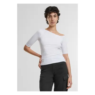 Urban Classics Ladies Organic Asymmetric Rib Tee white