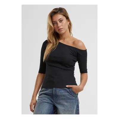 Urban Classics Ladies Organic Asymmetric Rib Tee black