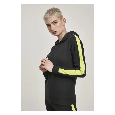 Urban Classics Ladies Neon Shoulder Stripe Hoody black/electriclime