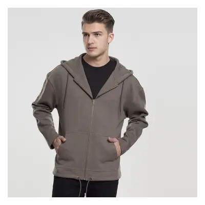 Pulóver Urban Classics Long Sweat Zip Hoody army green