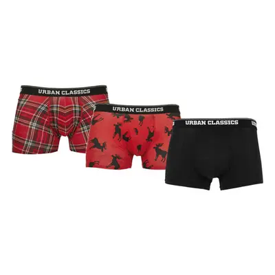 Urban Classics Boxer Shorts 3-Pack red plaid aop+moose aop+blk