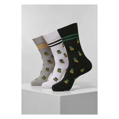 Mr. Tee Recycled Yarn Pineapple Socks 3-Pack white/heather grey/black