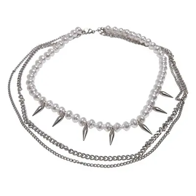 Urban Classics Meridian Pearl Layering Necklace silver