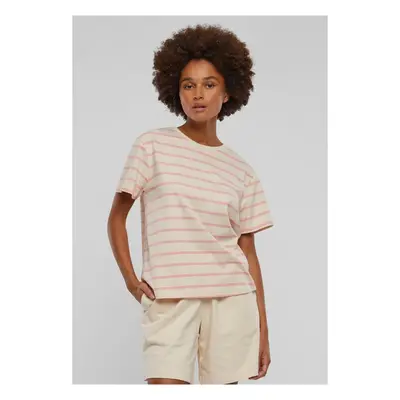 Urban Classics Ladies Striped Boxy Tee lemonadepink/whitesand