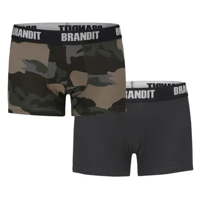 Brandit Boxershorts Logo 2er Pack darkcamo/blk