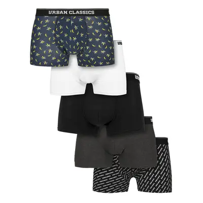 Urban Classics Boxer Shorts 5-Pack ban.aop+brand.aop+cha+blk+wht