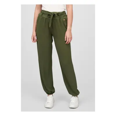 Urban Classics Cloud5ive Damen Sommer Hose Knopfleiste und Bindegürtel 2-Pockets green