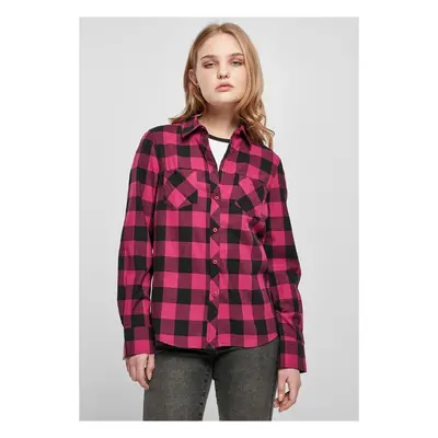 Urban Classics Ladies Turnup Checked Flanell Shirt wildviolet/black