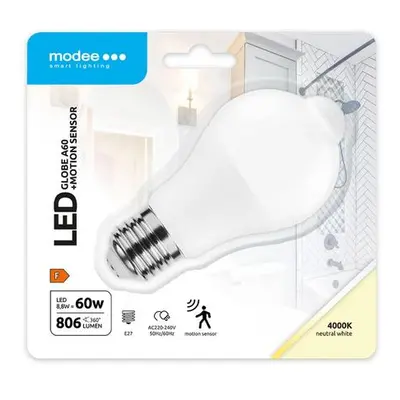 Modee LED Smart (PIR Sensor) mozgásérzékelős Globe (Gömb) A60 8,8W E27 4000K