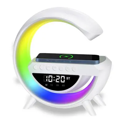 Vezeték nélküli töltő 5 az 1-ben Bluetooth, óra, hangszóró, RGB lámpa, ébresztő