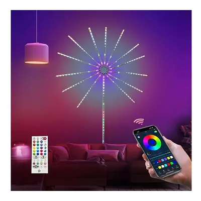 LED okos dekorvilágítás tüzijáték mintával RGB fénnyel telefon távírányítós