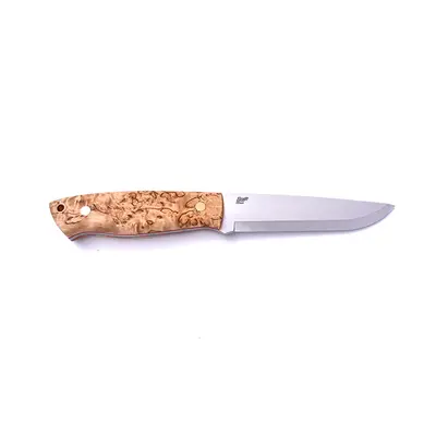 Brisa Trapper 115 Elmax Scandi / Stabilized Curly Birch / Sheath Bushcraft 115