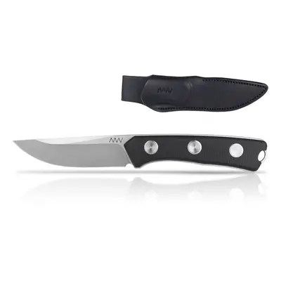 ANV P200 Mk.II - Stonewash, Plain Edge, Leather Sheath Black