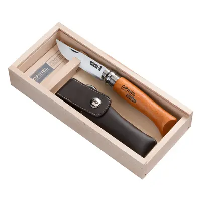 Opinel VRN N°08 Carbon kés+ tok, fadoboz