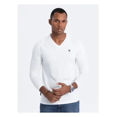 Férfi hosszú ujjú póló V-NECK fehér