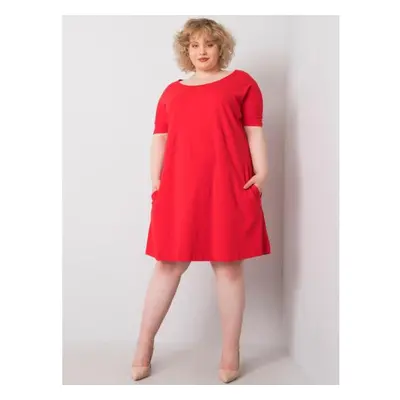 Női rövid ujjú ruha plus size BELLAMY piros