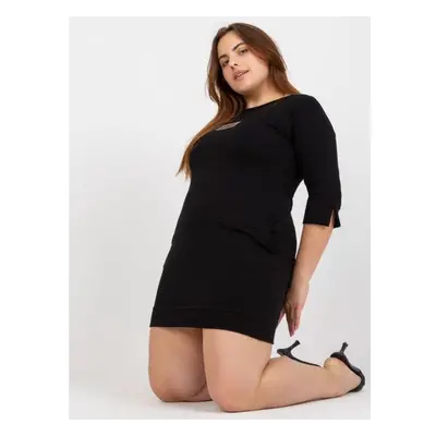 Női zsebes plus size miniruha WENDA fekete