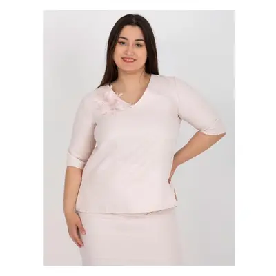 Női plus size blúz TYNA világos rózsaszínű