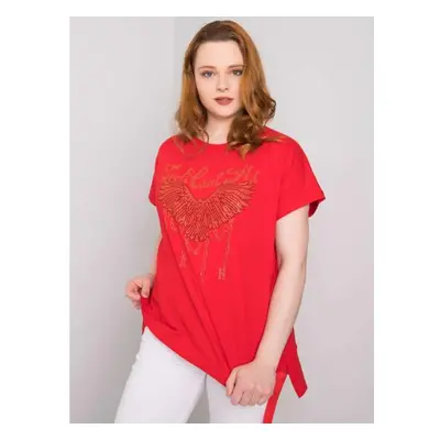 Női plus size pamut blúz SHERRY red