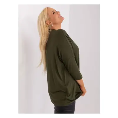 Női V-nyakú blúz plus size BASA khaki