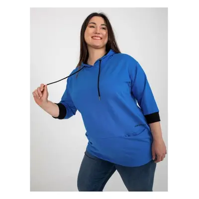 Női kapucnis pulóver plus size JULE sötétkék