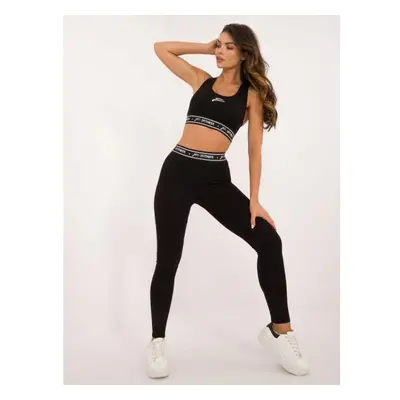 Női magas derekú leggings FOR FITNESS fekete