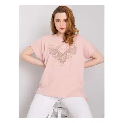 Női plus size pamut blúz SHERRY pink