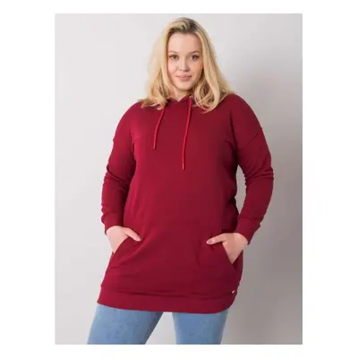 Női kapucnis pulóver plus size LUNA bordó