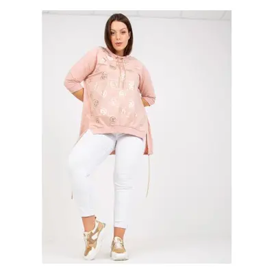 Női plus size laza pamut blúz TRIA rózsaszínű