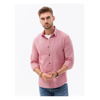 Férfi hosszú ujjú ing SLIM FIT piros