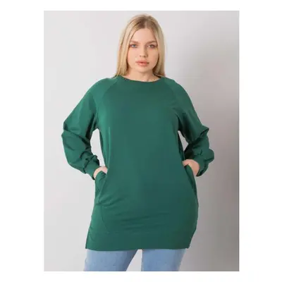 Női egyszínű plus size blúz TOLEDO sötétzöld