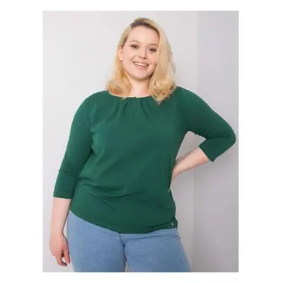 Női plus size pamut blúz JODIE sötétzöld