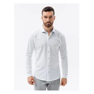 Férfi SLIM FIT póló dekoratív anyagból - kék V1