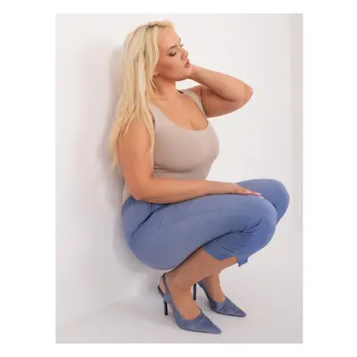 Női 3/4-es plus size zsebes nadrág ROMA kék