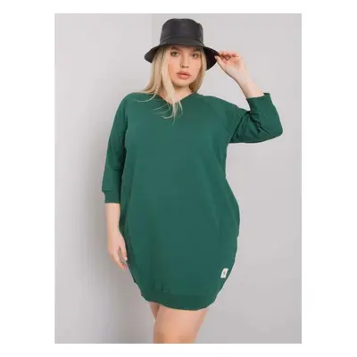 Női Karissa pamut Plus Size ruha sötétzöld