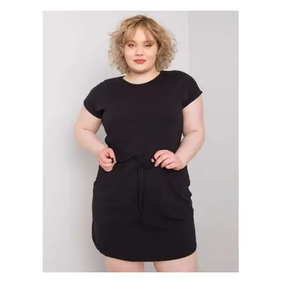 Női plus size ruha zsebekkel KORI fekete