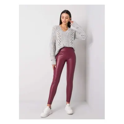 Női organikus bőr leggings Briana RUE PARIS bordó bordó