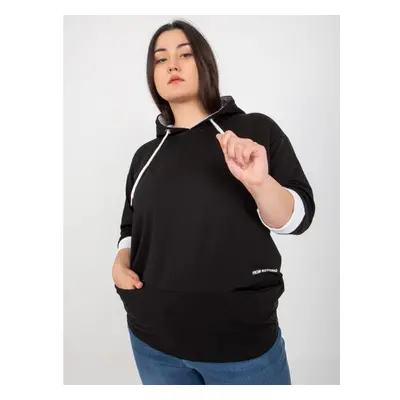 Női plus size pulóver zsebekkel ELISA fekete