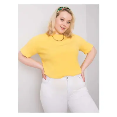 Női plus size blúz bordázott anyagból STELLA sárga