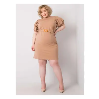 Női plus size csíkos ruha MYLAH barna