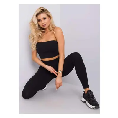 Női bordázott leggings fekete