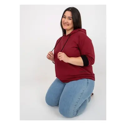 Női blúz plus size nyomtatással HANRIETTA bordó