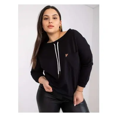 Női rövid plus size pulóver LOUNA fekete