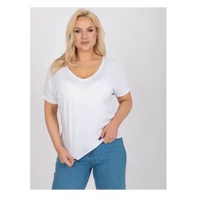 Női V-nyakkivágású blúz plus size DINA fehér