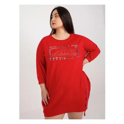 Női plus size pulóver ruha VOLETA piros