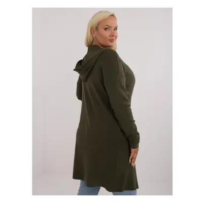 Női kapucnis kardigán plus size khaki színű