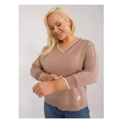 Női aszimmetrikus plus size blúz sötét bézs