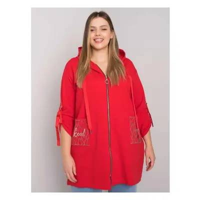 Női plus size ZURICH piros zip-up pulóver